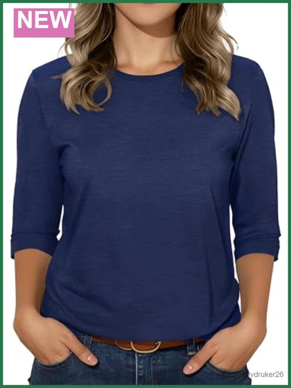 Women's 3/4 Sleeve Graphic Tee Crew Neck Cotton Blend T-Shirt